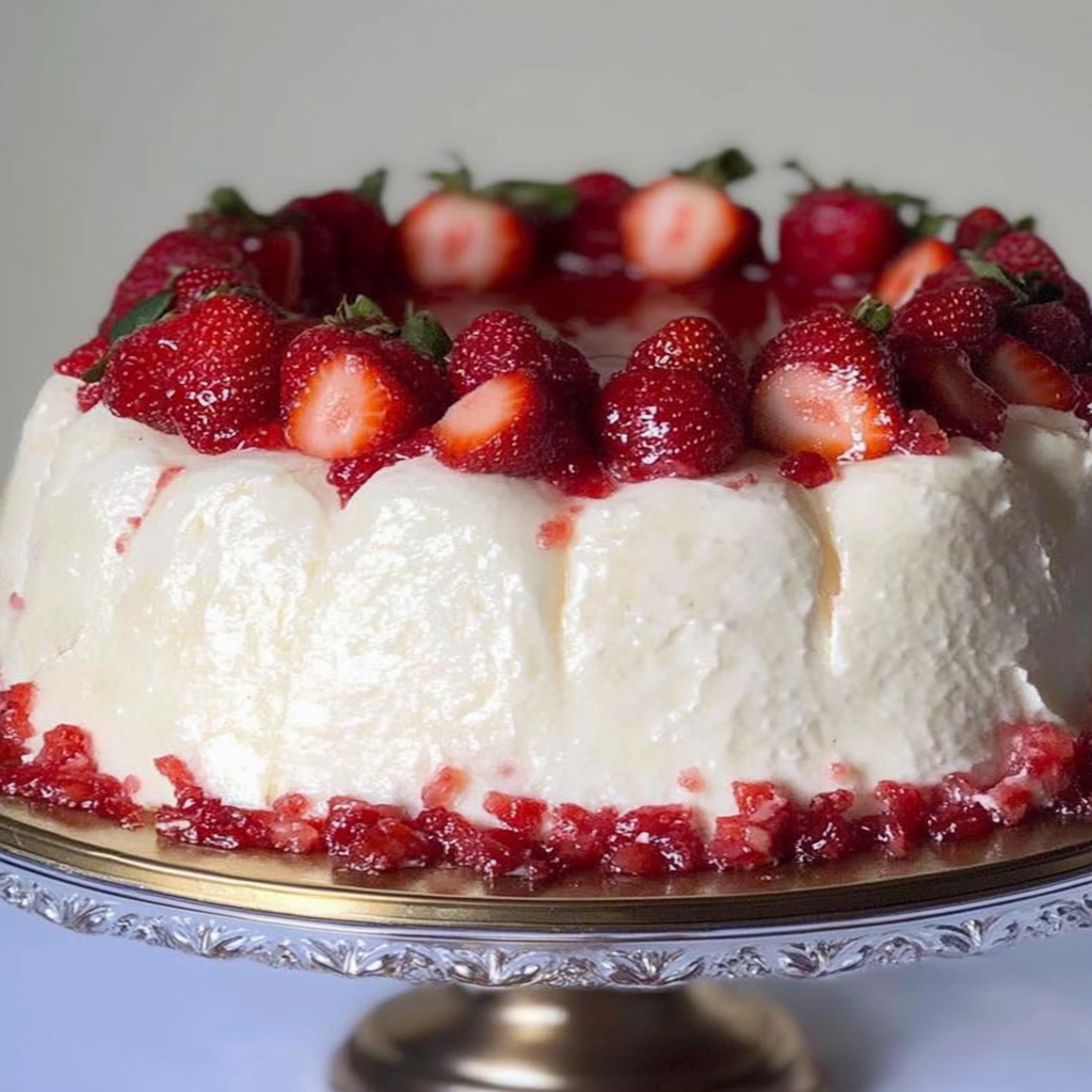 Strawberry Filled Angel Food Cake